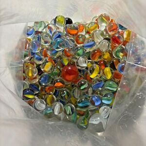 Vintage Glass Marbles Lot Bulk Clear Cat Eye Shooter Mixed Colors
